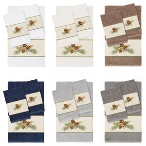 Linum Home Textiles Турецкий хлопок Pierre Набор полотенец с украшением из 3 предметов, светло-серый