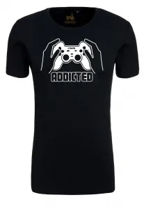 Футболка LOGOSHIRT "Addicted" с модным игровым принтом, черный