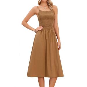 Платье-миди для женщин с лямками-спагетти и сборкой Inspire Chic