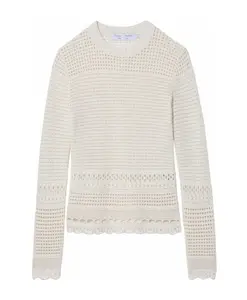 Белая ажурная повседневная блузка из шелково-хлопковой ткани Proenza Schouler, белый