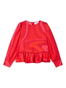Блузка с оборками и принтом Marmo Pucci Junior, красный