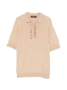 Вязаный поло-топ с оборками Fabiana Filippi, бежевый