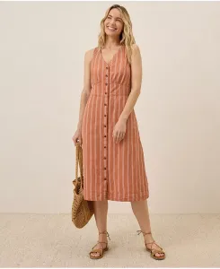 Женское платье из смесового льна с хлопком на пуговицах Canopy Pact, коричневый