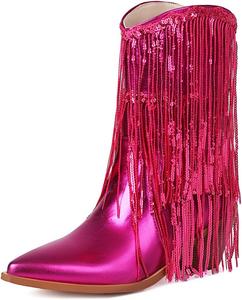 Винтажные металлические ботильоны UP2STEP с бахромой из лакированной кожи, заостренный носок, низкий каблук, с кисточками, синие