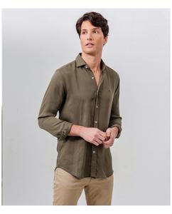 Мужская приталенная зеленая однотонная рубашка Skydiver, зеленый