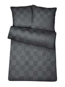 Carpe Sonno Дамасское постельное белье в клетку антрацитового цвета, 100% хлопок, 135 x 200 см + 1 x 80 x 80 см