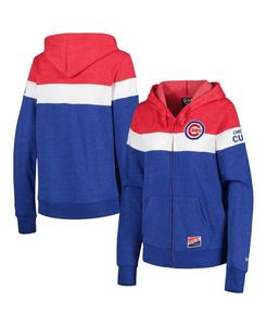 Женская куртка с капюшоном и молнией во всю длину Heather Royal Chicago Cubs с цветными блоками New Era