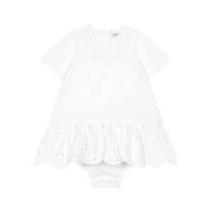 Dolce & Gabbana Kids платье с вышитым логотипом, белый