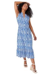 Платье-рубашка Petite с ацтекским принтом и оборками Roman, синий