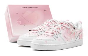 Кроссовки Nike Court Borough Skateboard Shoes Women's Low-Top Pink White