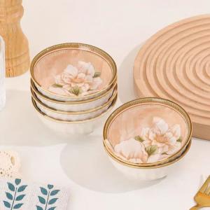 CERAMICS Camellia керамический набор посуды, 4-дюймовые Nordic тарелки, набор из 2 шт, подглазурная окраска, подходит для микроволновой печи