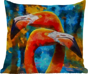 Подушка для улицы - Картина - Масляная краска - Фламинго - 45x45 см - Устойчива к атмосферным воздействиям - Подушка для отдыха - Фотоподушка - Декоративная подушка MuchoWow
