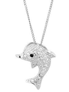 Adeliás Детский кулон - кулон в виде дельфина из серебра 925 пробы с кубическим цирконием в серебряной оправе