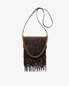 Женская сумка через плечо Bryant небольшого размера из замши с бахромой Michael Michael Kors, шоколадный коричневый