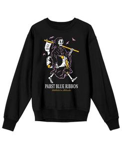 Мужская толстовка с круглым вырезом, черная, с изображением Смерти, наслаждающейся пивом, размер 3XL Pabst Blue Ribbon, Black