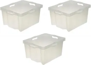 Органайзер Keeper "franz", (набор, 3 шт.), ящики для хранения xl, 24 литра, качественный пластик Keeeper 35х23х43 см, цвет transparent