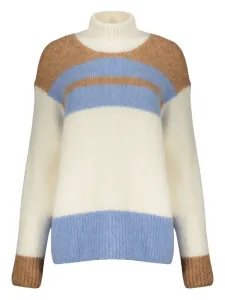 Полосатый свитер с высоким воротником Herno, белый