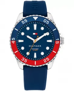 Мужские кварцевые часы с синим силиконовым ремешком, 42 мм Tommy Hilfiger