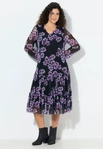 Дневное платье миди doppellagert vausschnitt lange ärmel Ulla Popken, Aubergine