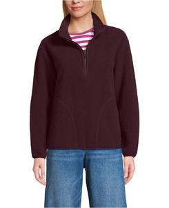 Женская кофта-пуловер с застежкой-молнией до середины груди, из уютного флиса с высоким ворсом Lands' End, Lush burgundy