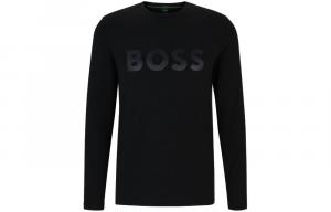 Футболка с длинным рукавом с принтом Boss Logo HUGO BOSS, черный