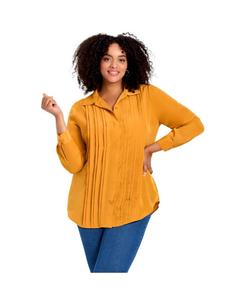 Женская плиссированная рубашка на пуговицах AVENUE, Rich gold