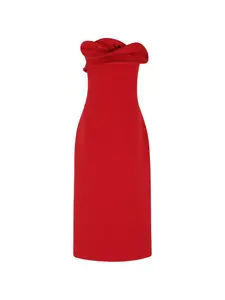 Платье миди без бретелек с перекрученным элементом Magda Butrym, красный