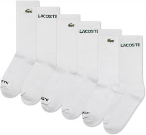 Lacoste мальчики 6-pack повседневные носки, White/Crew