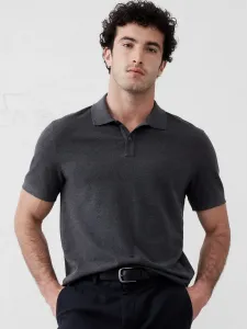 Футболка-поло с монограммой из пике Banana Republic Factory Store, цвет Charcoal_Heather