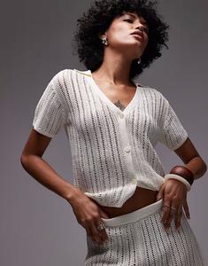 Пляжная рубашка свободного кроя с короткими рукавами, застегивающаяся на пуговицы, бежевого цвета Arket