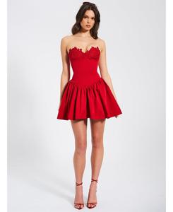 Женское мини-платье Sacha с корсетом и заниженной талией, красное кружевное Miss Circle, Red