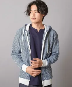 Худи на молнии из вафельной вязки Union Station, цвет White X Blue