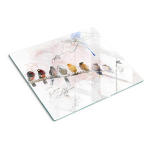 Стеклянная тарелка 60x52 см. Птицы на ветке TULUP, коричневый