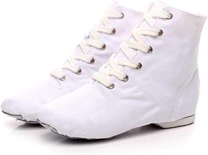 Туфли для джазового танца для женщин, хлопковые балетные туфли, современные с разделенной подошвой, плоские танцевальные тапочки с резиновым каблуком для взрослых мужчин и больших детей Hiuzylqx, белый