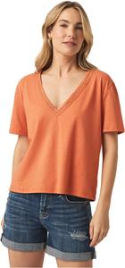 Футболка Splendid Kacey Crochet V-Neck Tee, цвет Orange Tiger