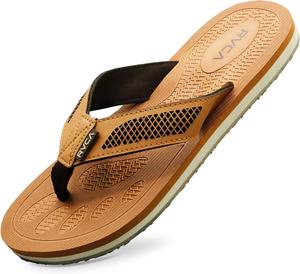 Сандалии RVCA с перфорированным Т-образным ремешком- дышащая, амортизирующая и прочная обувь, Tan