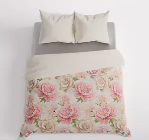 Комплект постельного белья PATTI 160x200 см - сатиновый хлопок, белый, цветочный узор MARKIZETA HOME