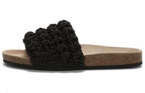 Женские кожаные шлепанцы с попкорновым трикотажем JW Anderson, Black