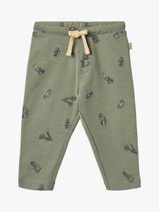 Детские хлопковые джоггеры с принтом и шнурком WHEAT, Dusty Green