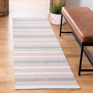 Ковер-дорожка SAFAVIEH, 69 x 244 см, Montauk Collection, Pink & Beige, ручной работы, полосатый хлопок, идеально для помещений с высокой проходимостью в гостиной, спальне (MTK536U)