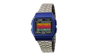 CASIO Мужские часы Retrofit Series с кварцевым механизмом, стальной браслет, черный циферблат