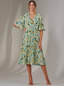 Плиссированное платье в цветочек Jolie Moi, синий