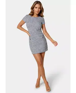 Женское платье-футболка из твида Bebe, мультиколор