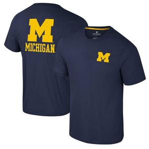 Мужская темно-синяя футболка Colosseum Michigan Wolverines с логотипом Lockup 2-Hit Active Blend, цвет Mic Navy