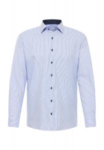 Рубашка, воротник Кент, без глажки, длинный рукав, мужская ETERNA, темно-синий