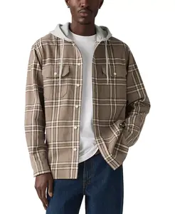 Мужская свободная рубашка с капюшоном и длинными рукавами, застегивающаяся на пуговицы спереди Levi'S, коричневый