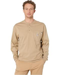 Мужская хлопковая футболка-поло Carhartt Flame-Resistant (FR) Force с длинным рукавом, Khaki