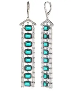 Теннисные серьги-люстры из кубического циркония и эпоксидной смолы Lauren Ralph Lauren, green