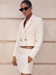 Мини-юбка Mia из шерстяной смеси с поясом Reiss, White