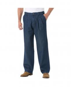 Джинсы больших размеров, свободного кроя, комфортной талии, складок спереди, эластичные KingSize, Indigo